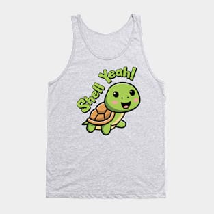 Shell Yeah! Cute Kawaii Turtle Cartoon Tank Top